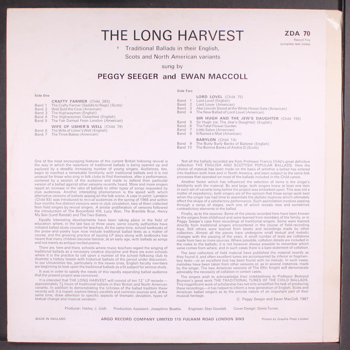 the long harvest, record 5 by EWAN MACCOLL & PEGGY SEEGER
