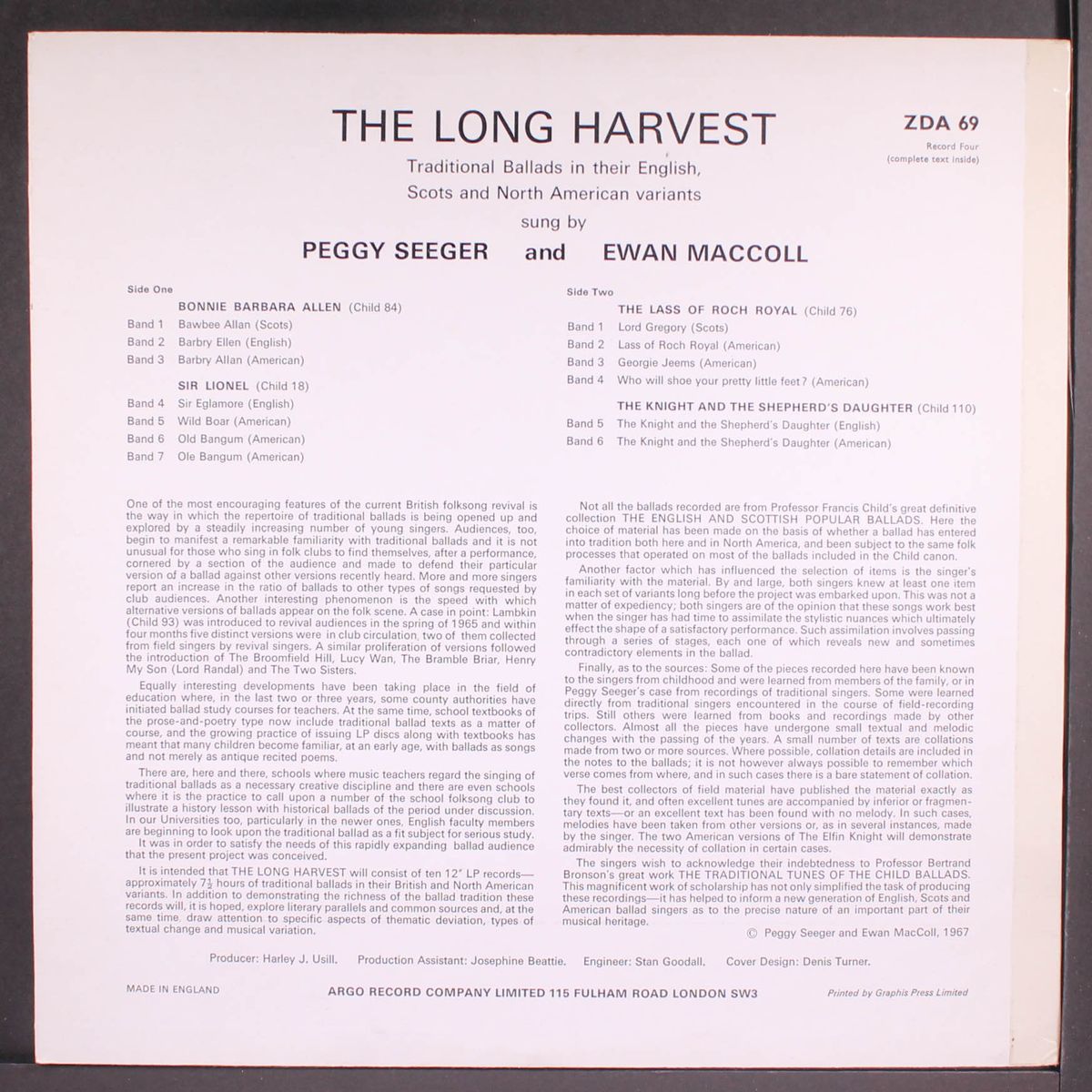 the long harvest, record 4 by EWAN MACCOLL & PEGGY SEEGER