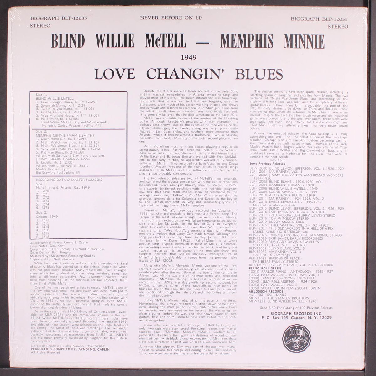 love changin' blues by BLIND WILLIE MCTELL / MEMPHIS MINNIE