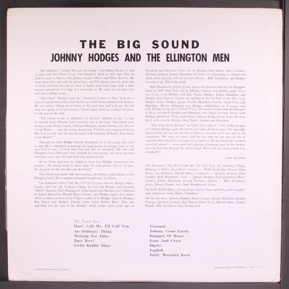the big sound by JOHNNY HODGES