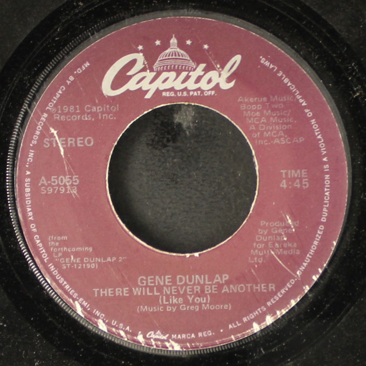 something inside my head / there will never be another by GENE DUNLAP