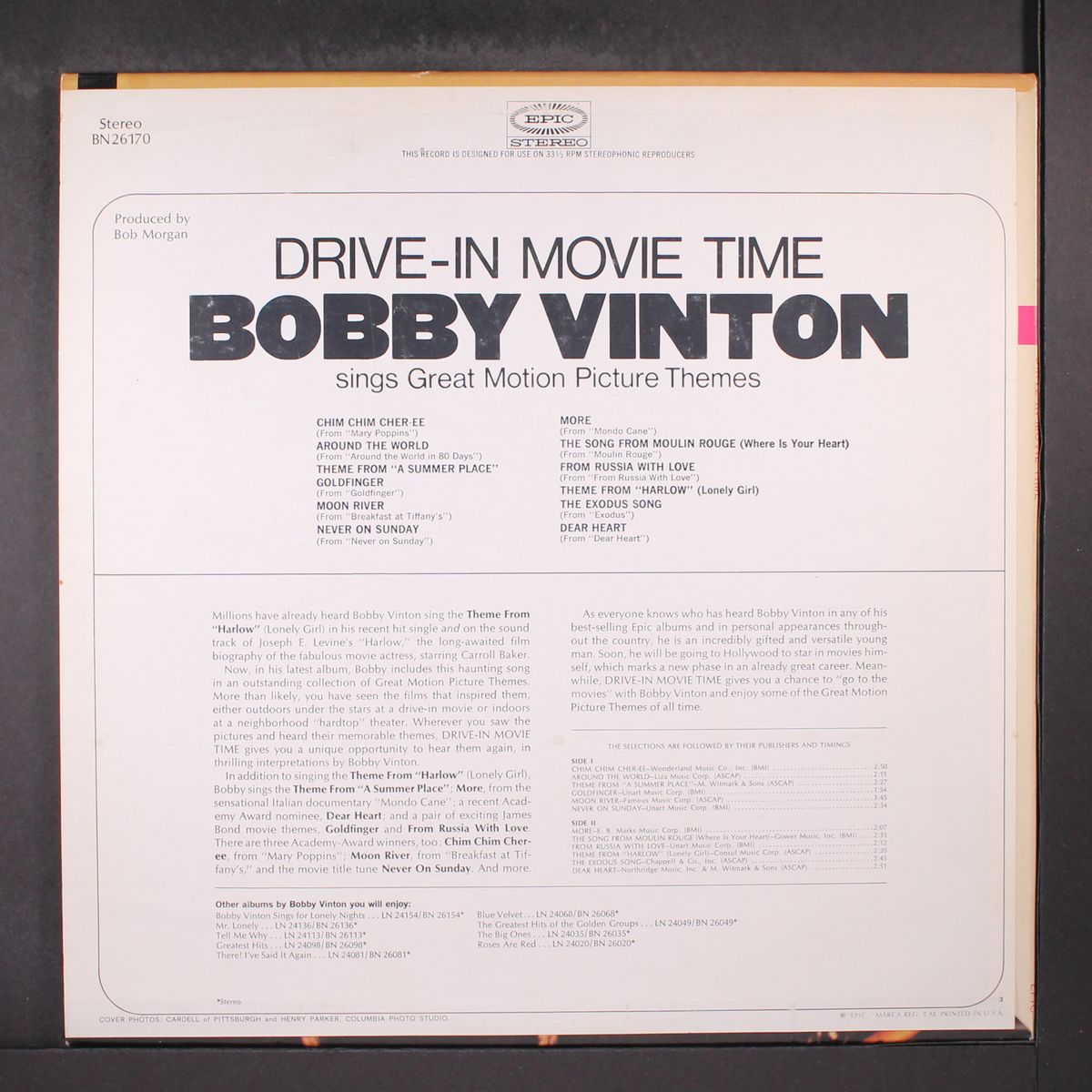 drive in movie time by BOBBY VINTON