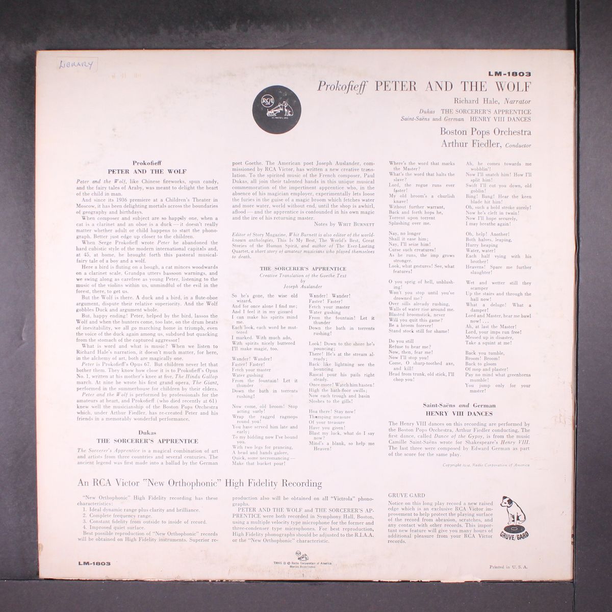 peter & the wolf / sorcerer's apprentice by ARTHUR FIEDLER & BOSTON POPS
