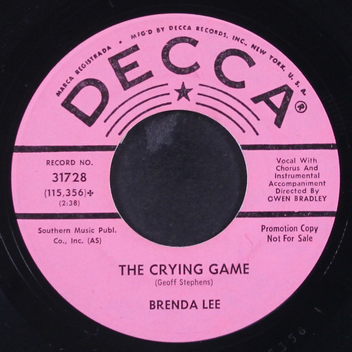 thanks a lot / the crying game by BRENDA LEE