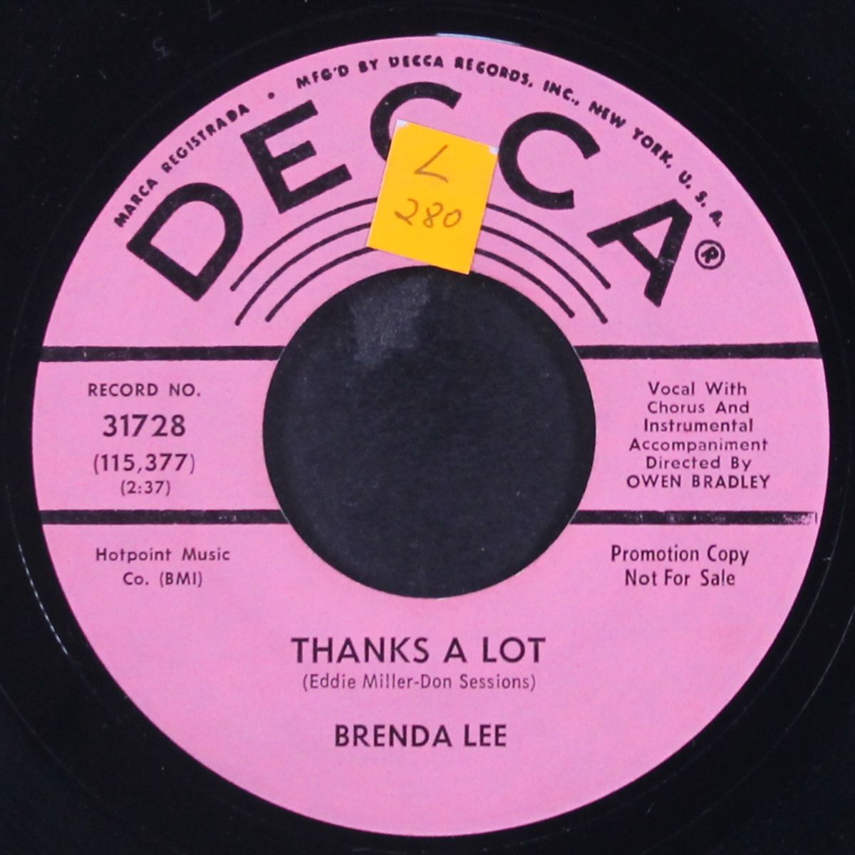 thanks a lot / the crying game by BRENDA LEE