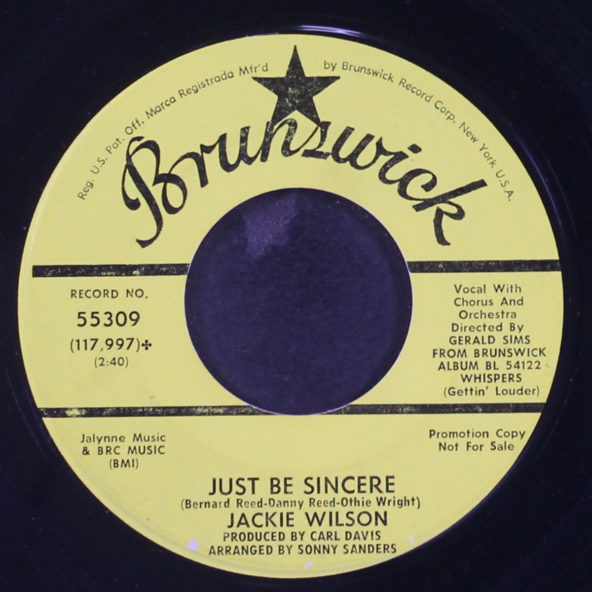 just be sincere / i don't want to lose you by JACKIE WILSON