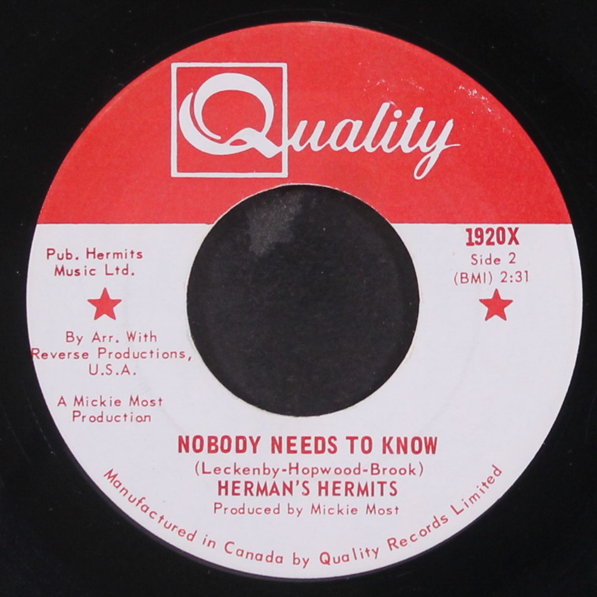 sunshine girl / nobody needs to know by HERMAN'S HERMITS