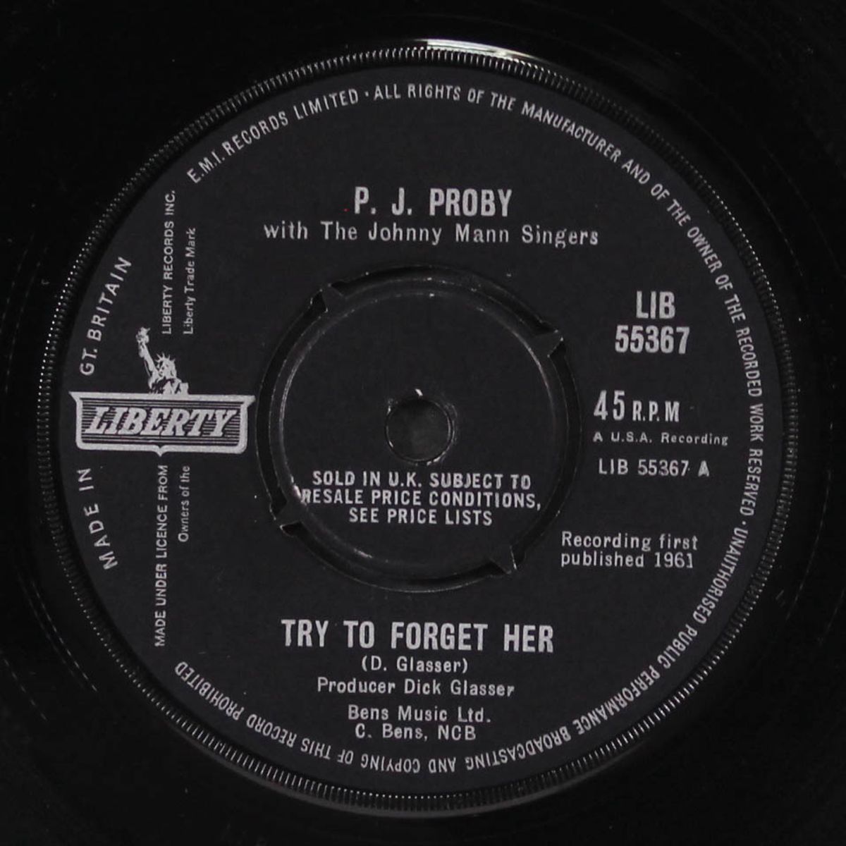 there stands the one / try to forget her by P.J. PROBY