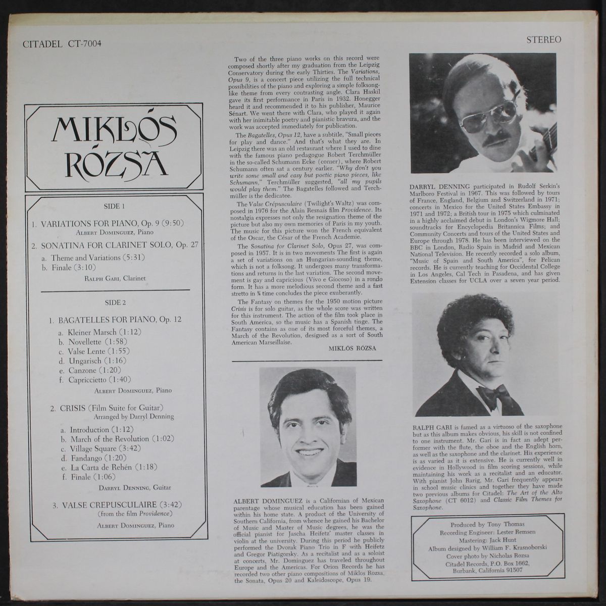 solo works by MIKLOS ROZSA