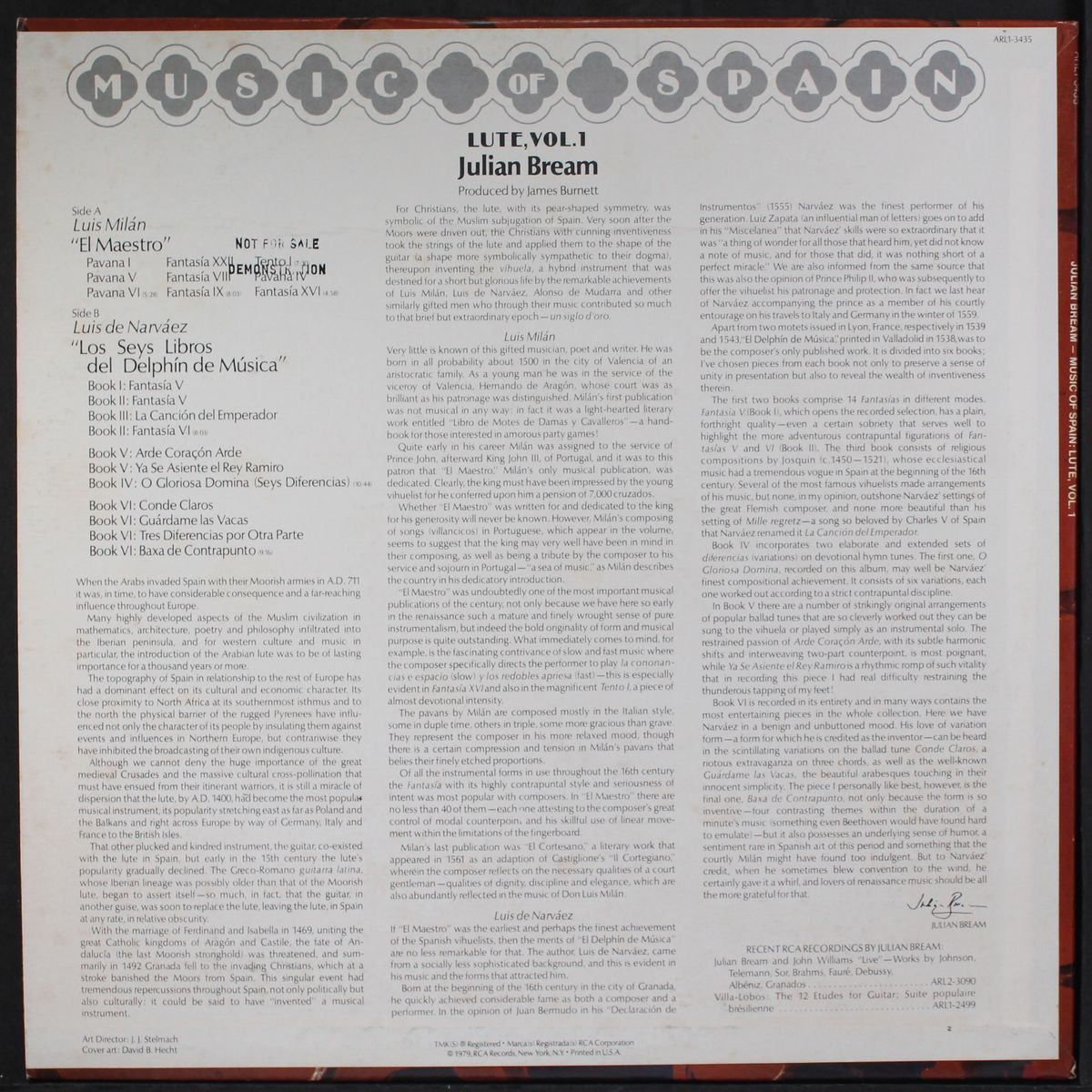 music of spain; lute, vol. 1 by JULIAN BREAM