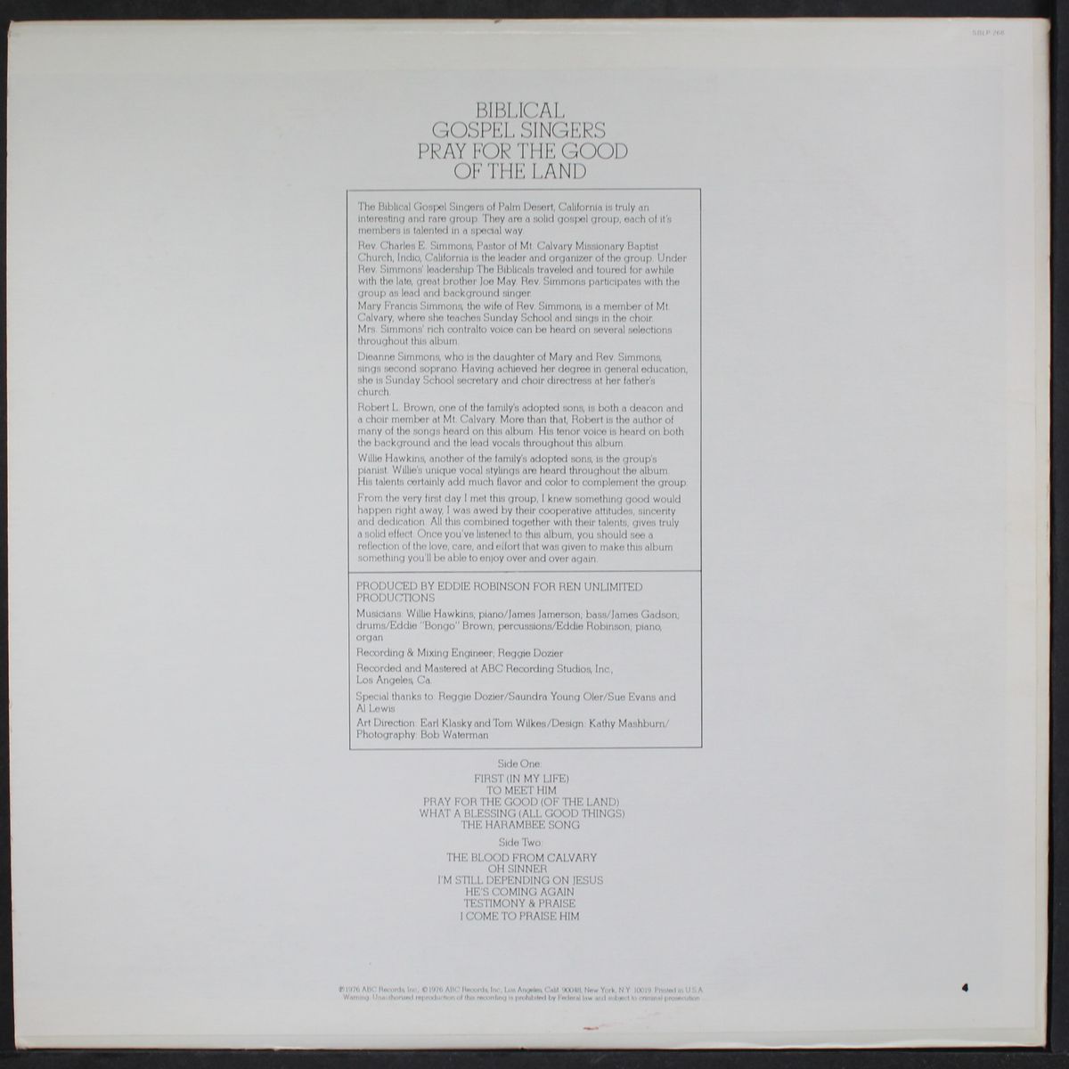 pray for the good fo the land by BIBLICAL GOSPEL SINGERS