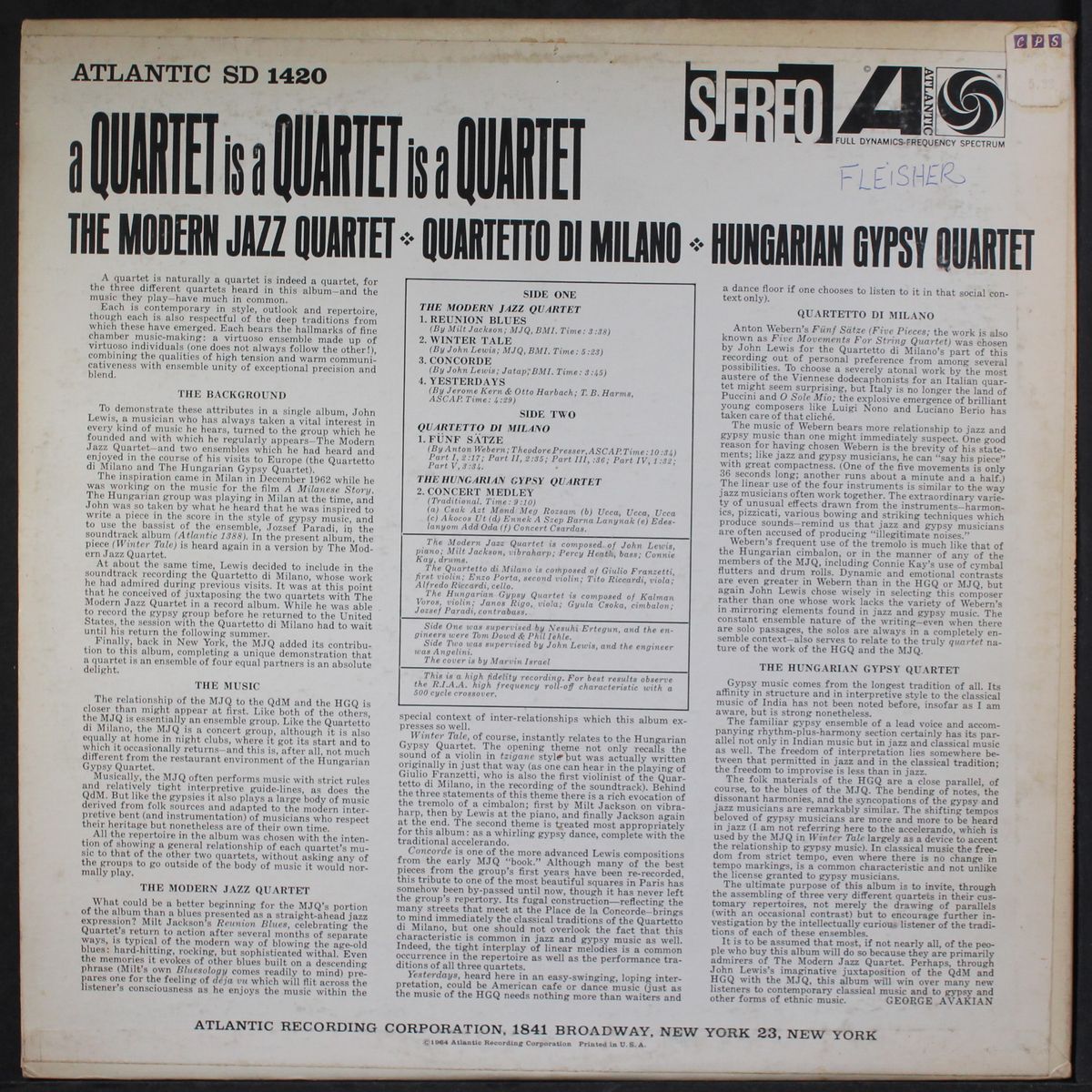 a quartet is a quartet by MODERN JAZZ QUARTET, ETC.