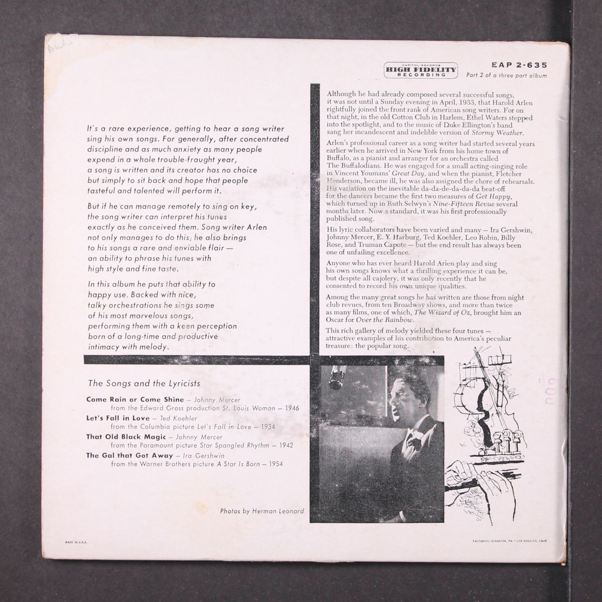 and his songs, part 2 by HAROLD ARLEN