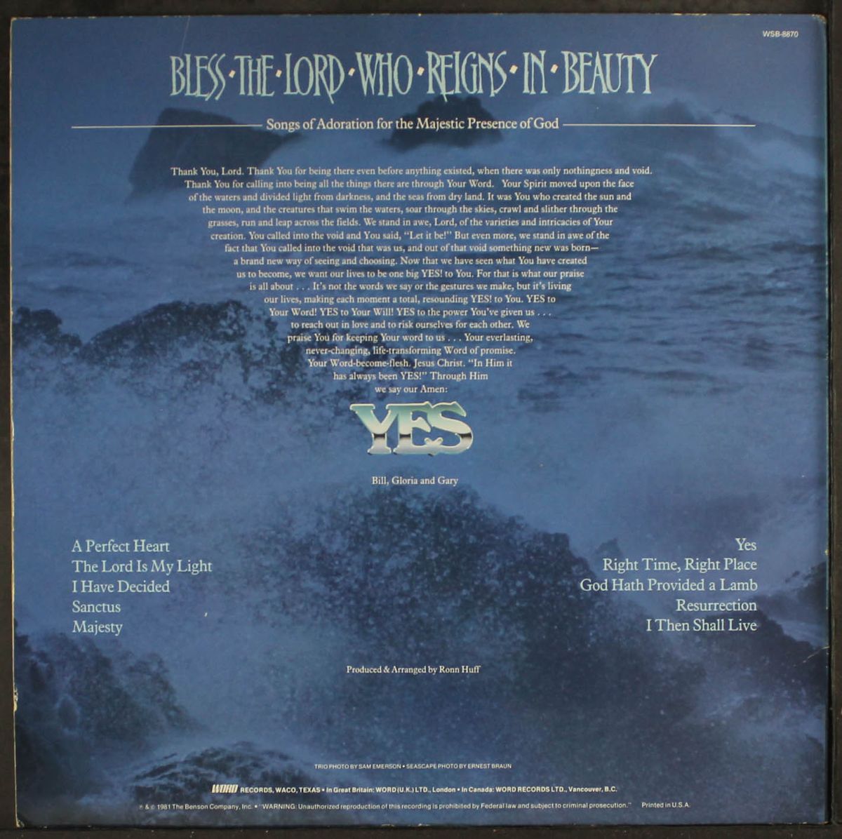 bless the lord who reigns in beauty by BILL GAITHER TRIO