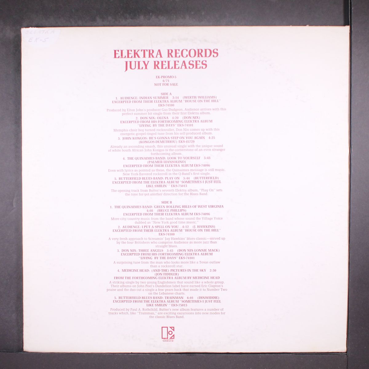 elektra july releases 6/71 by VARIOUS