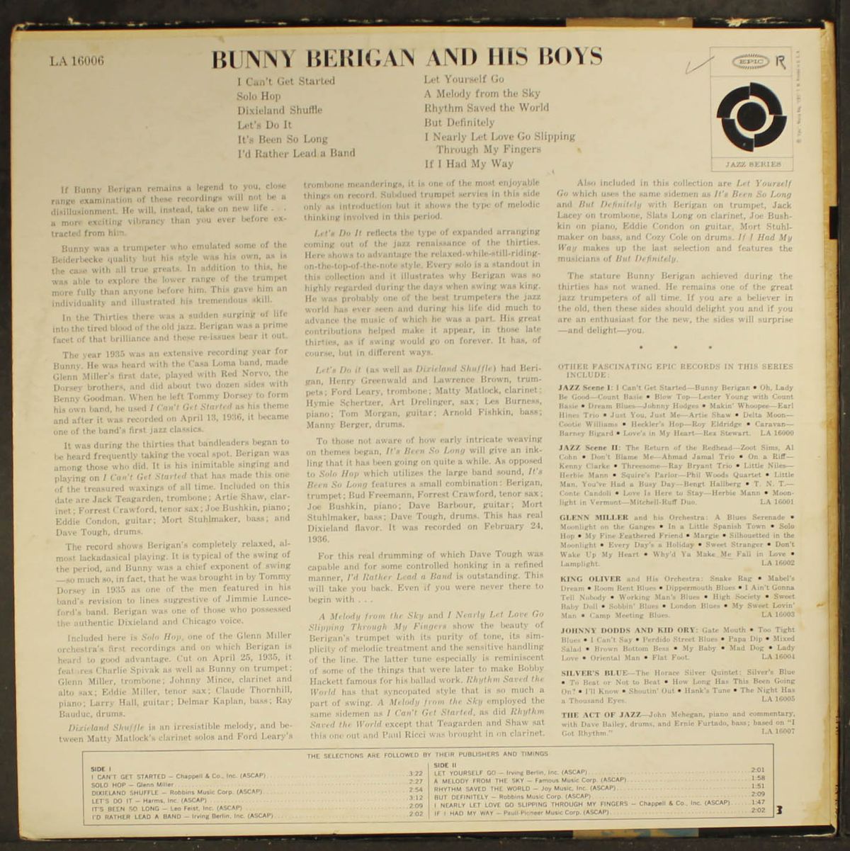 and his boys by BUNNY BERIGAN