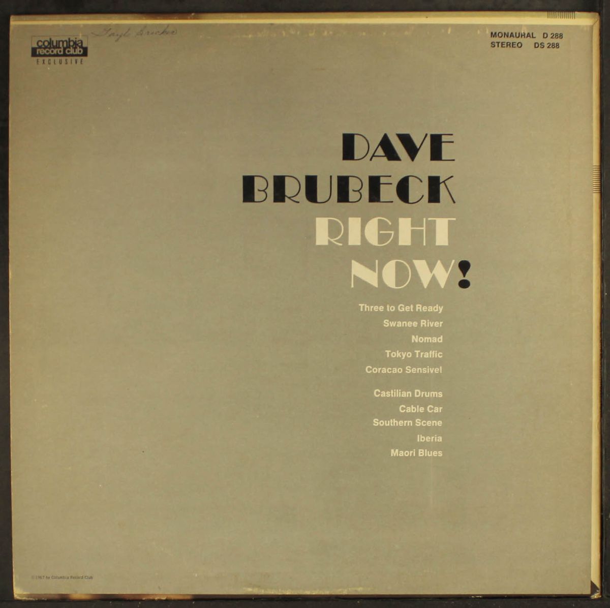 right now! by DAVE BRUBECK