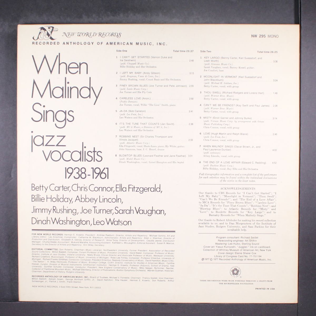 when malindy sings, jazz vocalists 1938-1961 by VARIOUS
