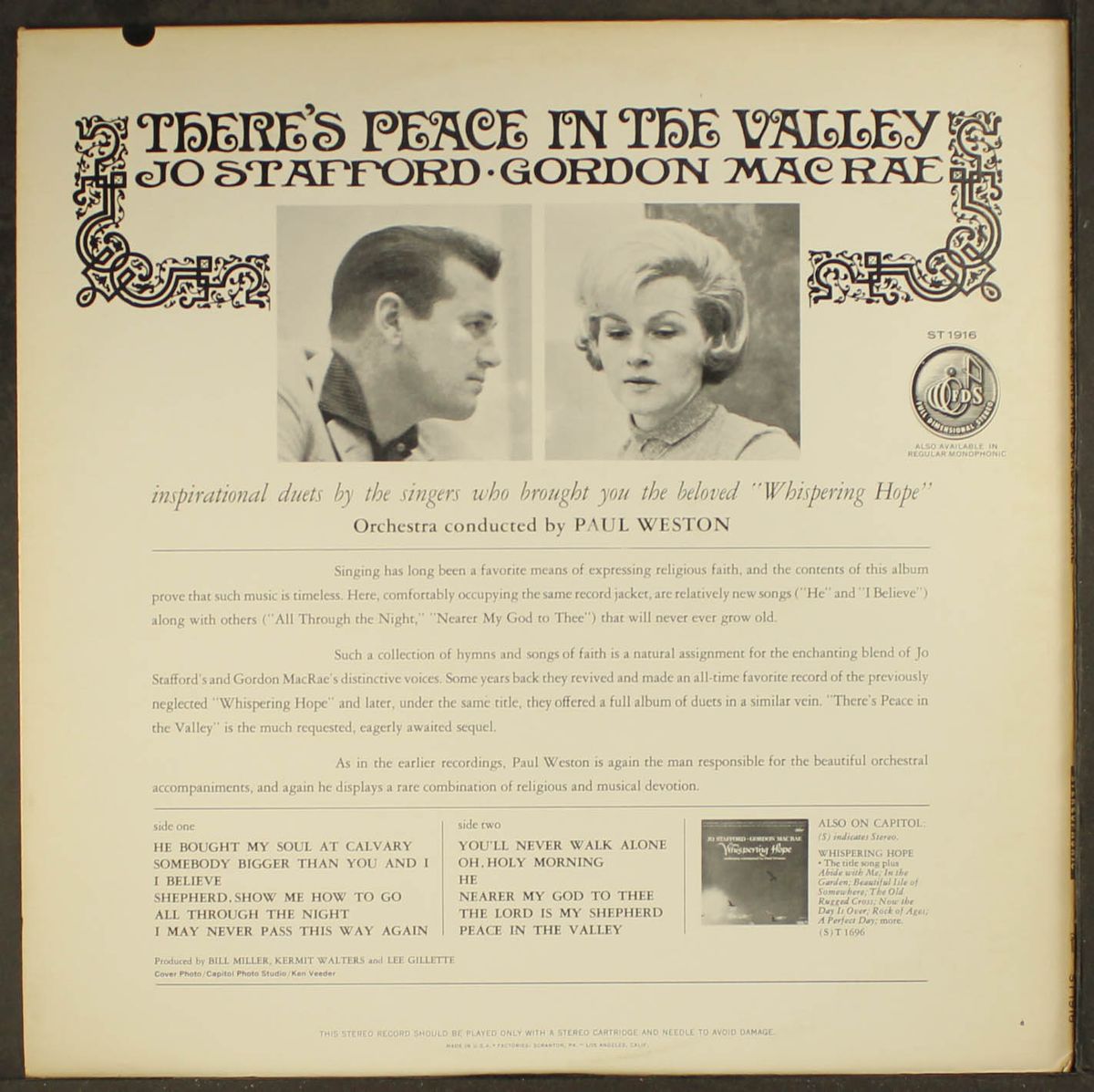 there's peace in the valley by JO STAFFORD & GORDON MACRAE