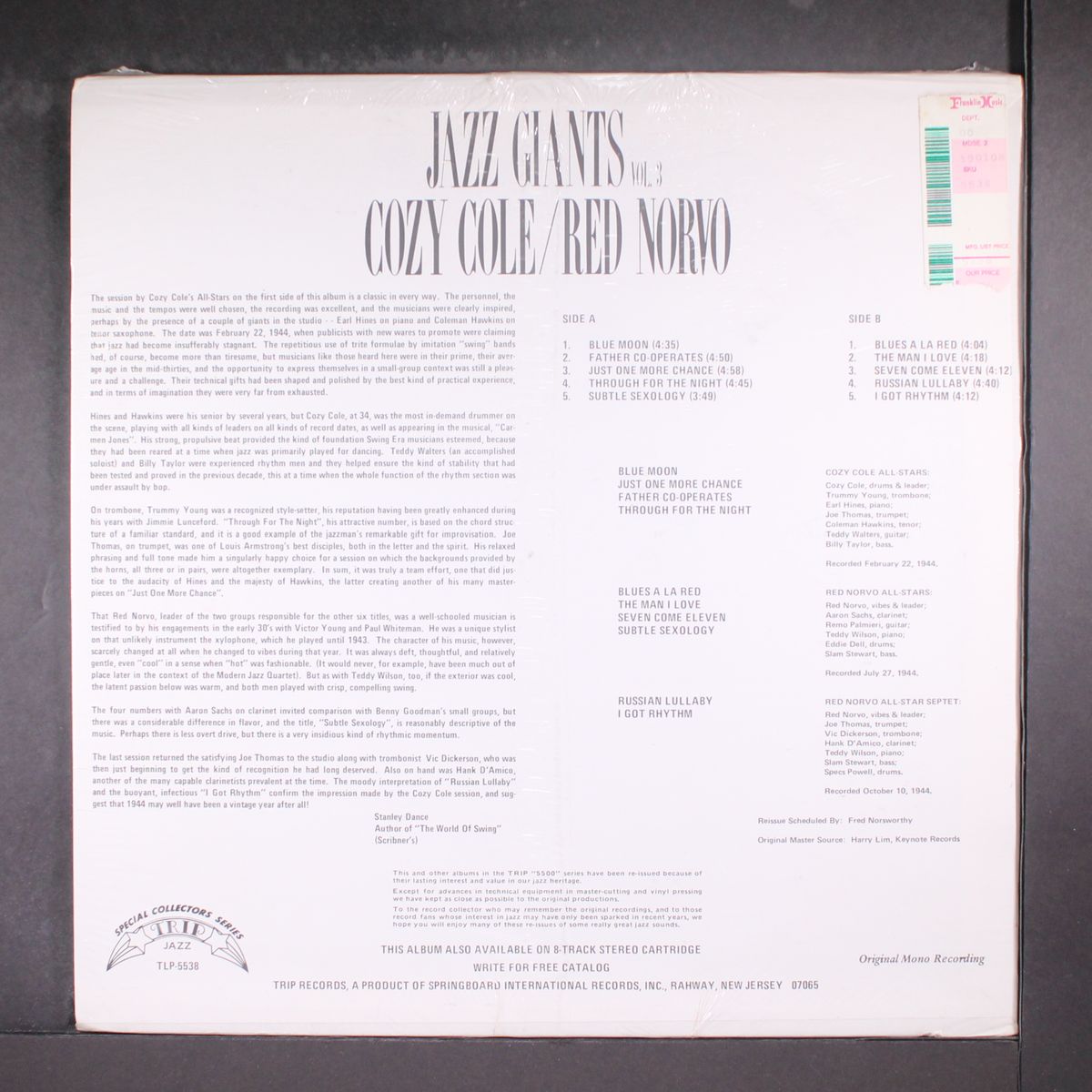 jazz giants vol. 3 by COZY COLE / RED NORVO