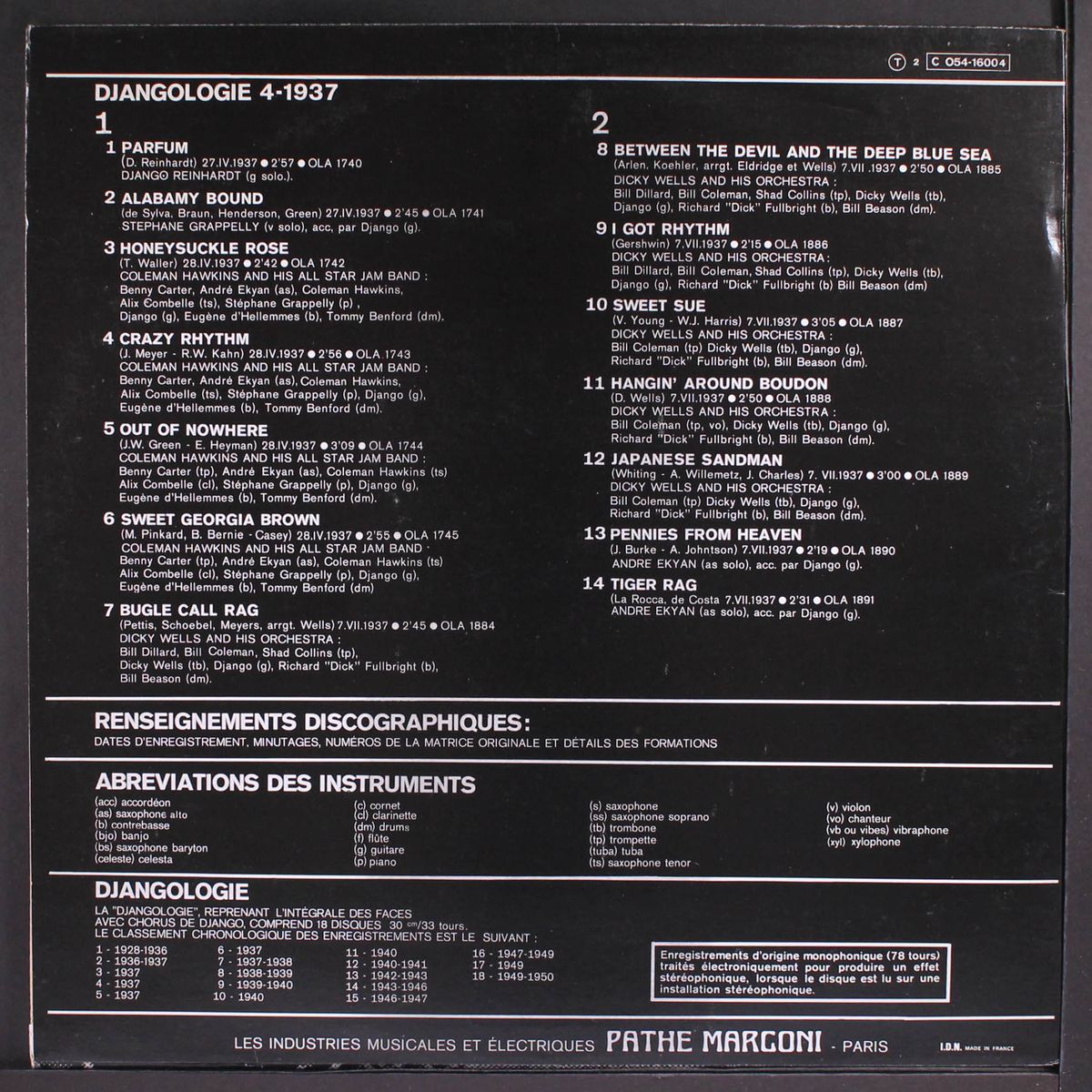 djangologue 4 - 1937 by DJANGO REINHARDT