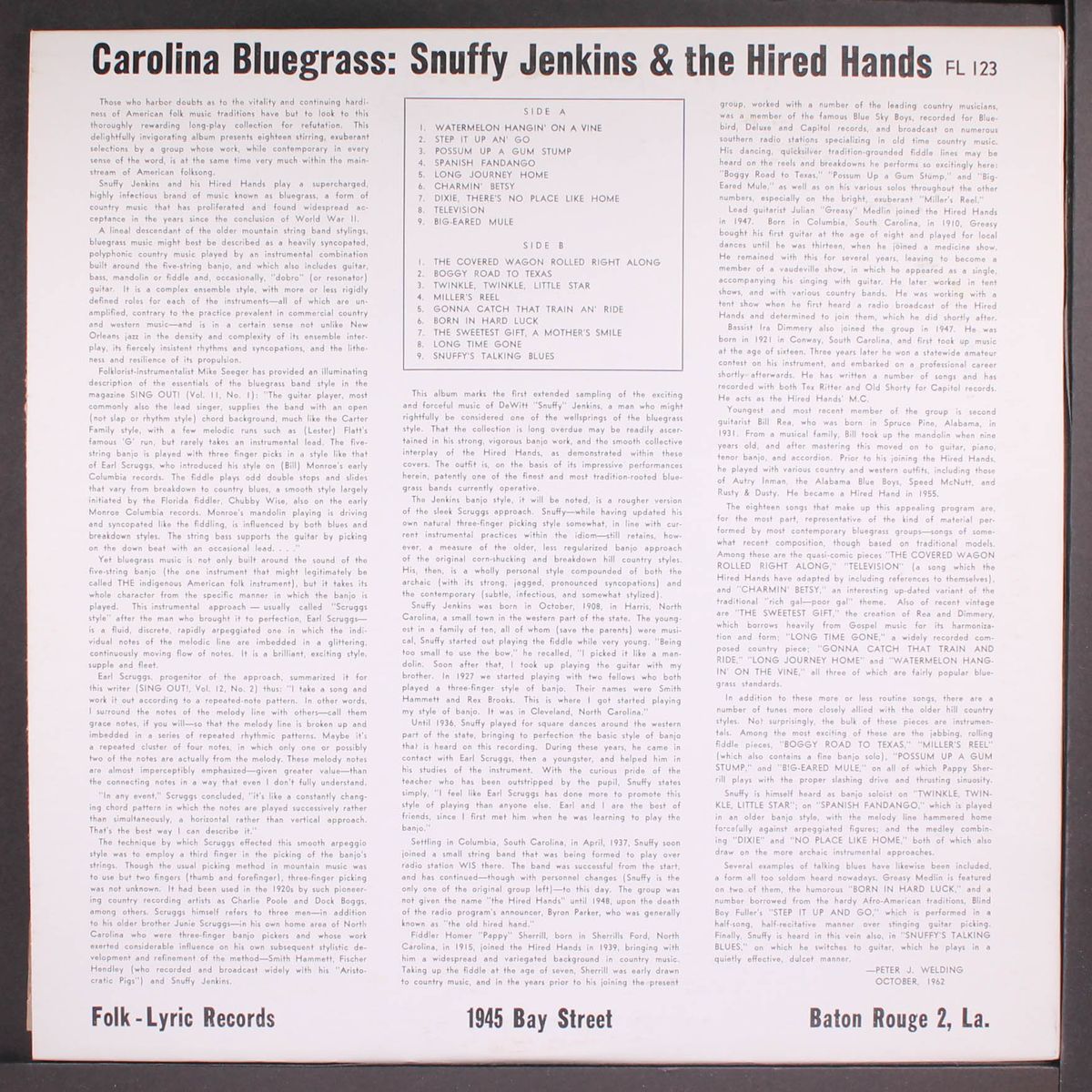carolina bluegrass by SNUFFY JENKINS & HIRED HANDS