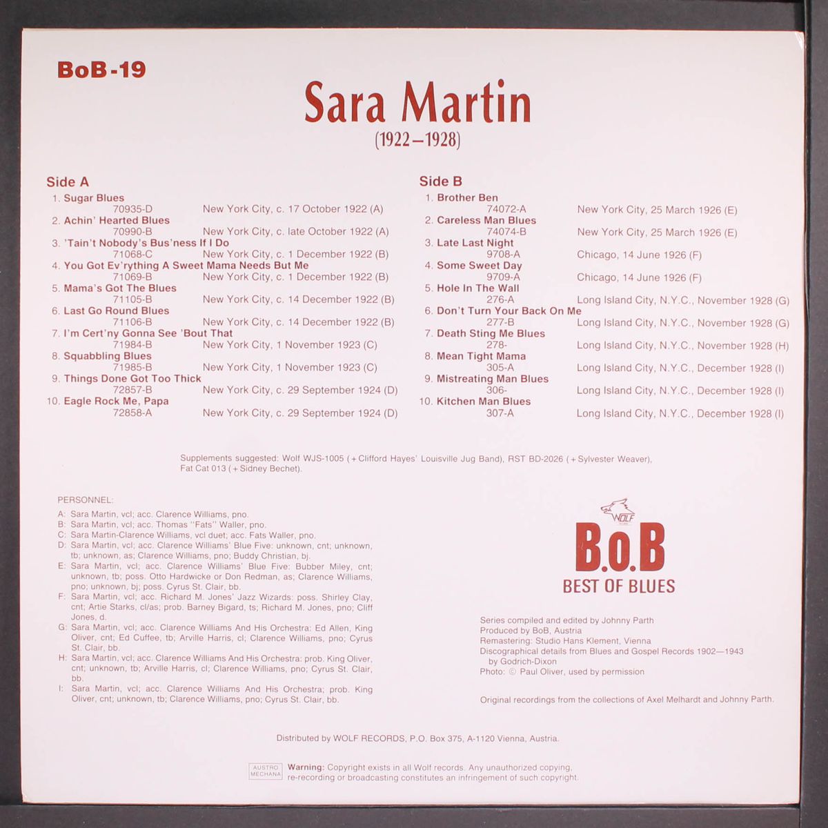 1922-1928 by SARA MARTIN