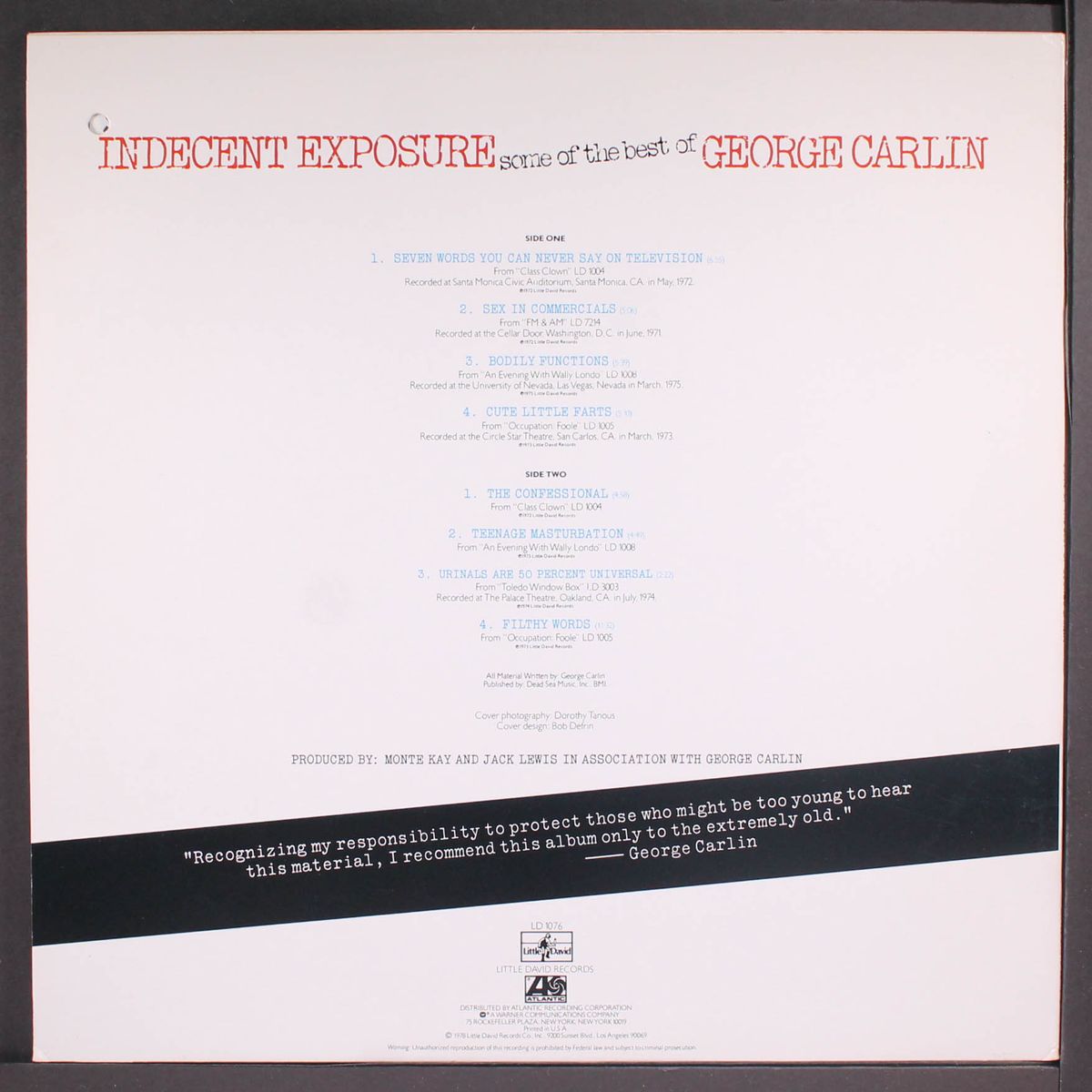 indecent exposure by GEORGE CARLIN