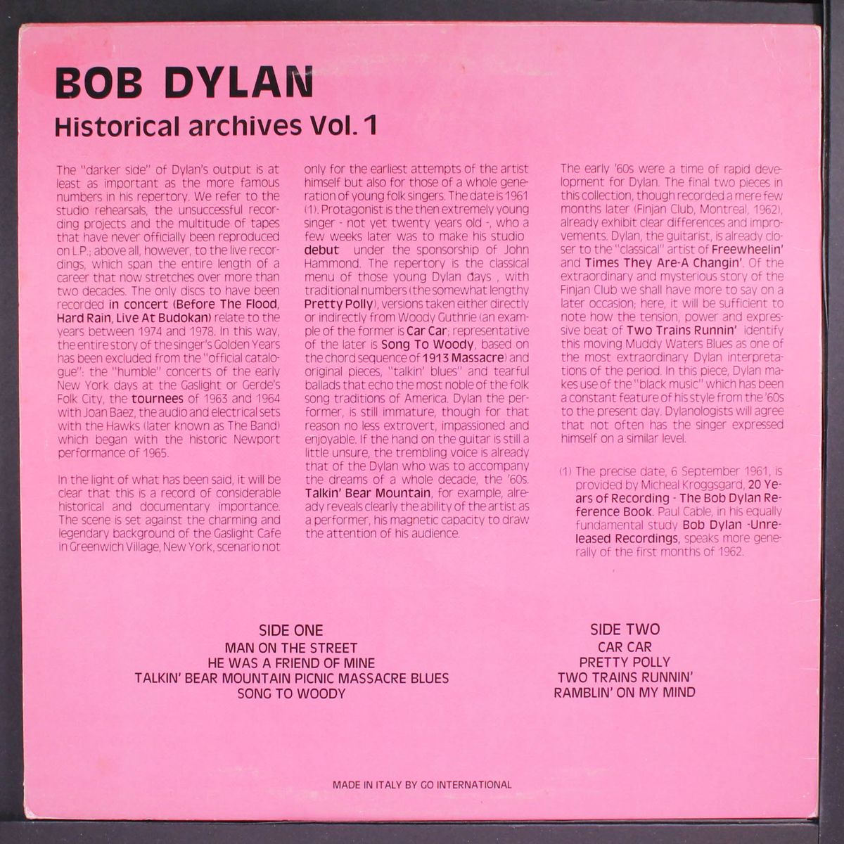 historical archives, vol. 1 by BOB DYLAN