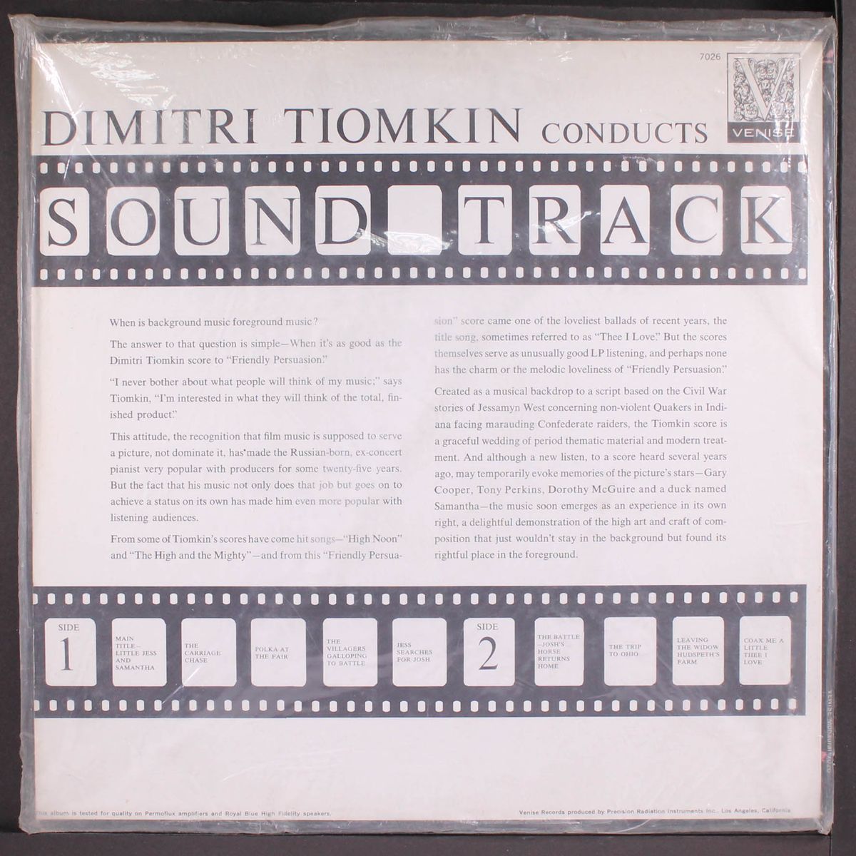 conducts sound track by DIMITRI TIOMKIN
