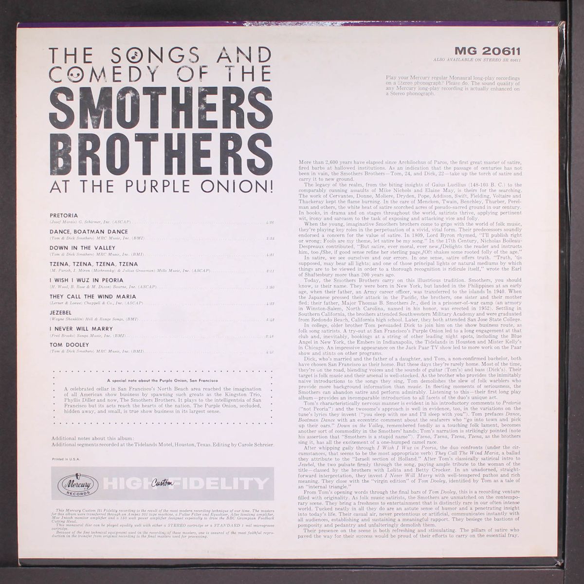 at the purple onion by SMOTHERS BROTHERS