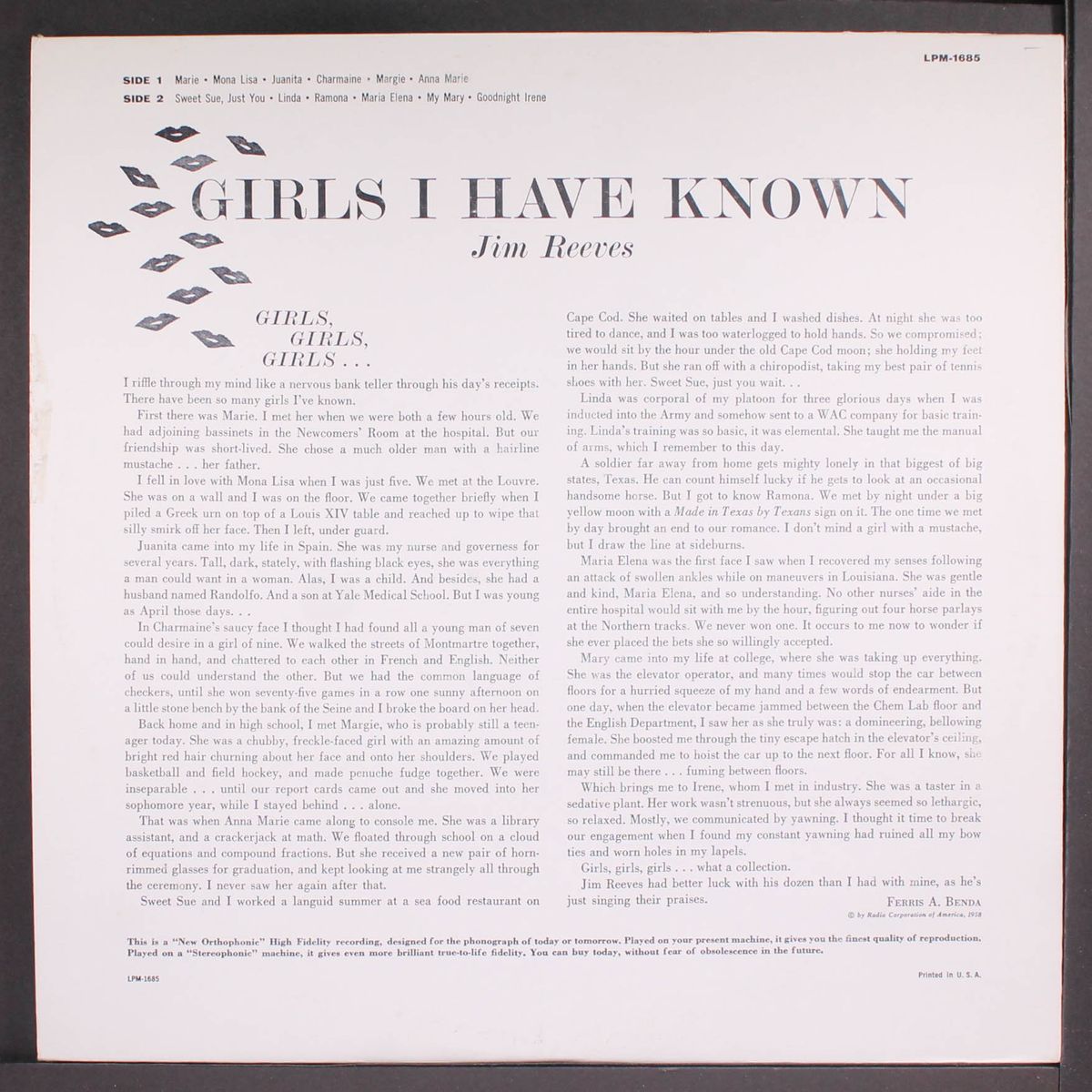 girls i have known by JIM REEVES