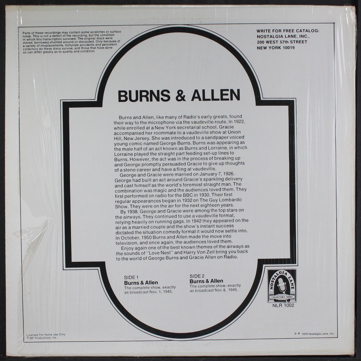 burns & allen by ORIGINAL RADIO BROADCAST
