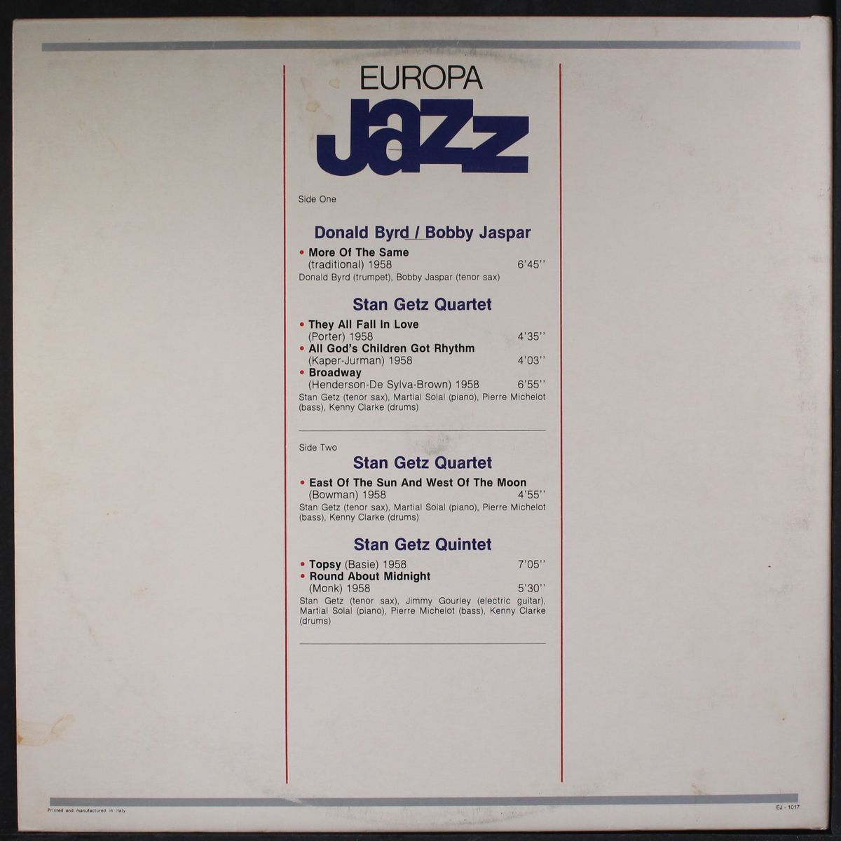 europa jazz by STAN GETZ, ETC.