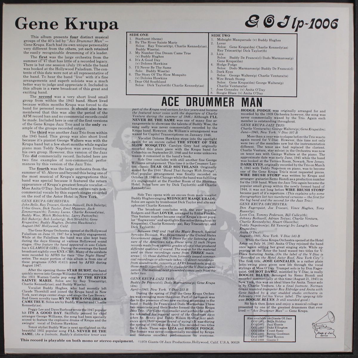 ace drummer man by GENE KRUPA