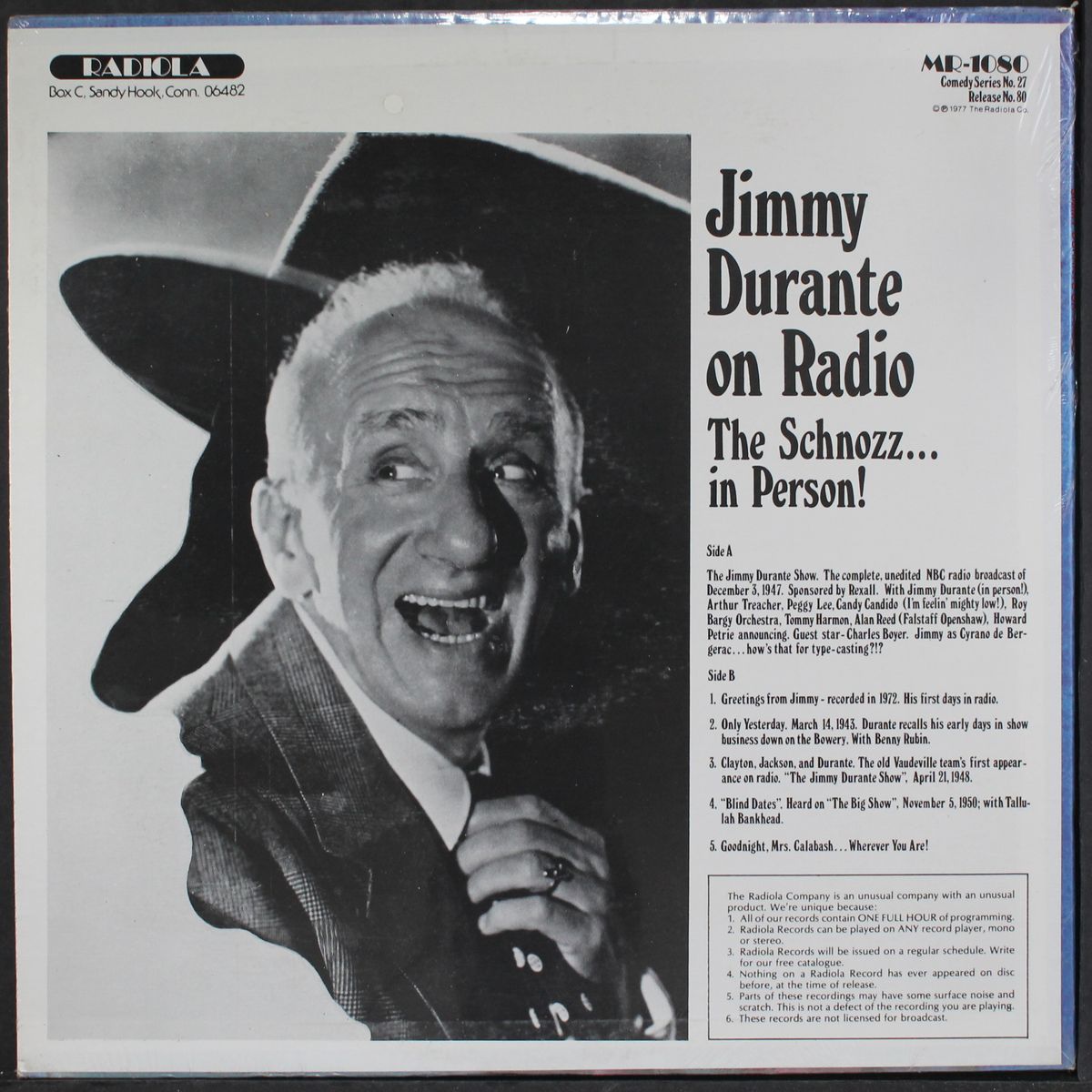 on radio, the schnozz... in person! by JIMMY DURANTE