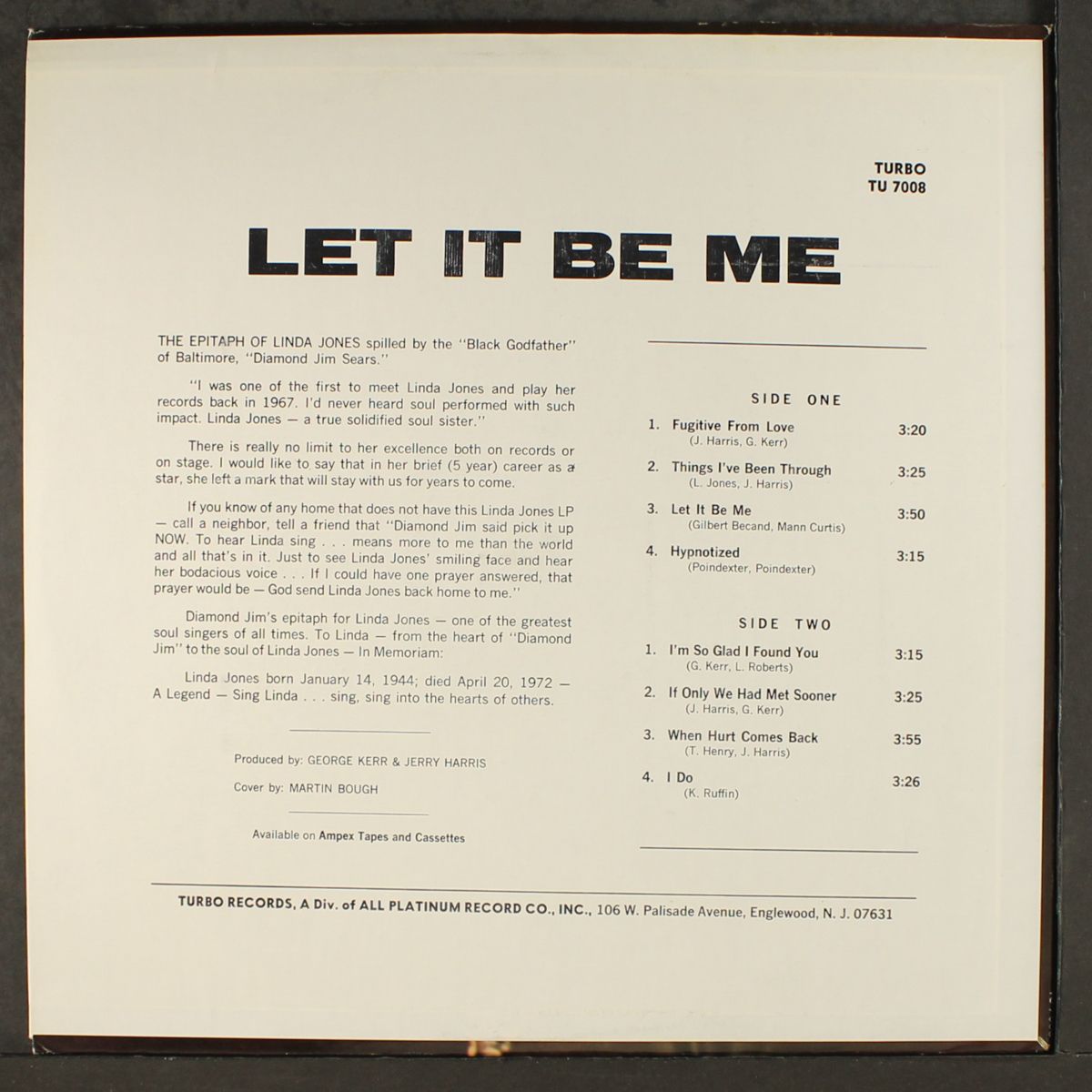 let it be me by LINDA JONES