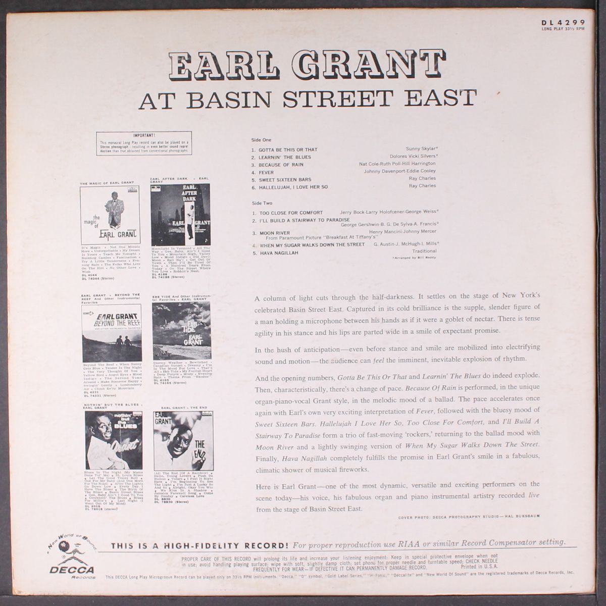 at basin street east by EARL GRANT