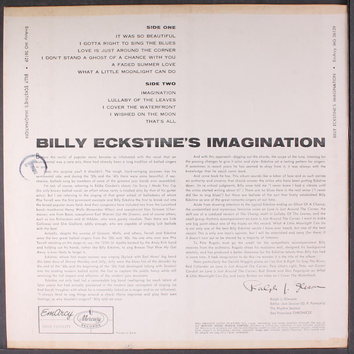 imagination by BILLY ECKSTINE