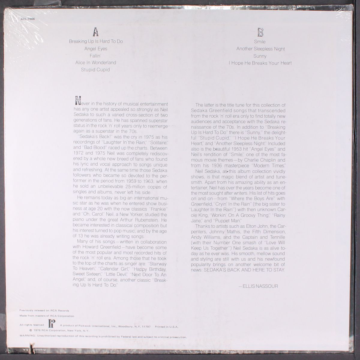 breaking up is hard to do by NEIL SEDAKA