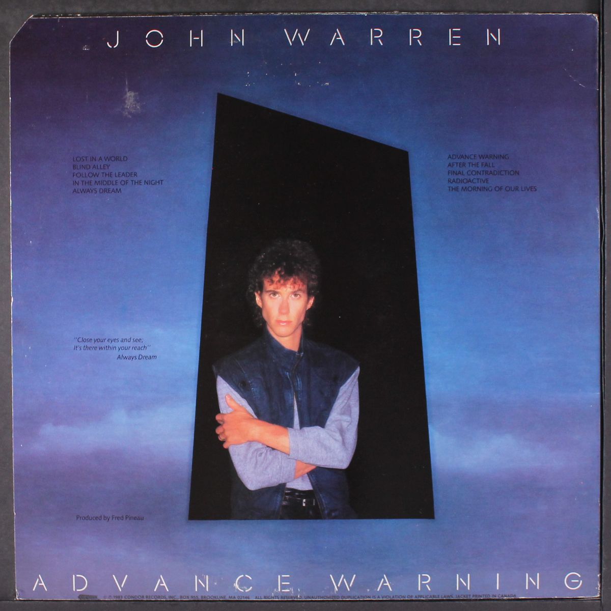 advance warning by JOHN WARREN