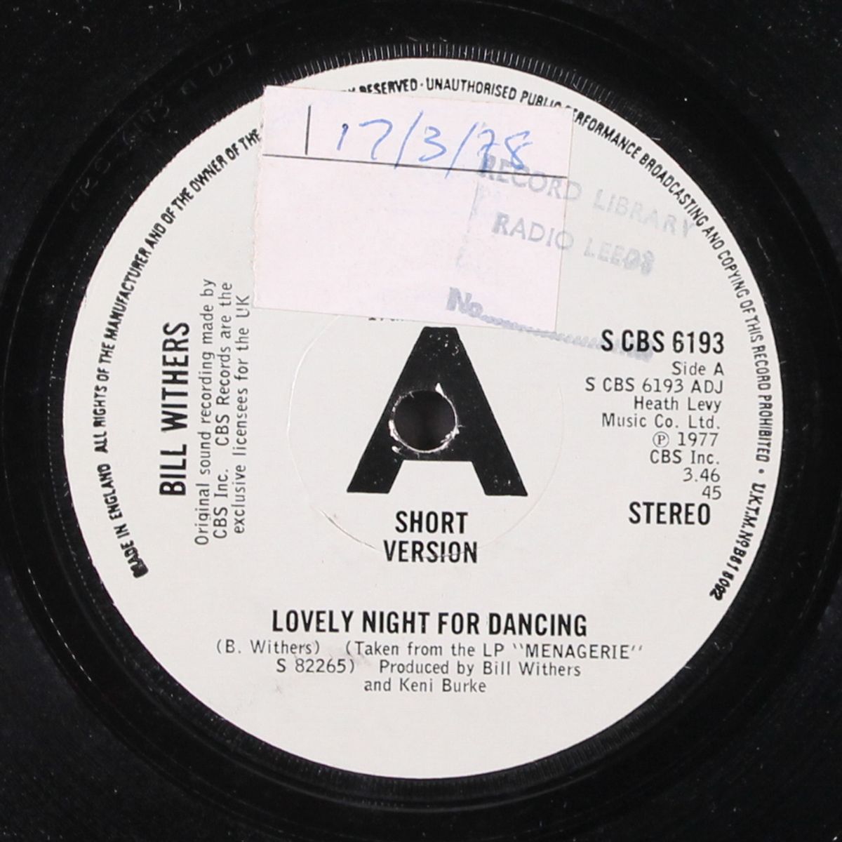 lovely night for dancing by BILL WITHERS