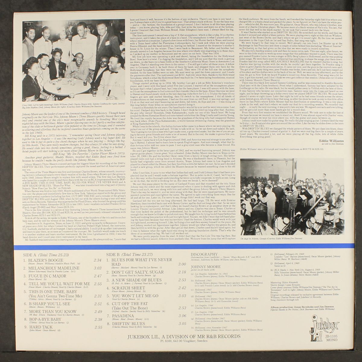 this is one time, baby by JOHNNY MOORE'S THREE BLAZERS
