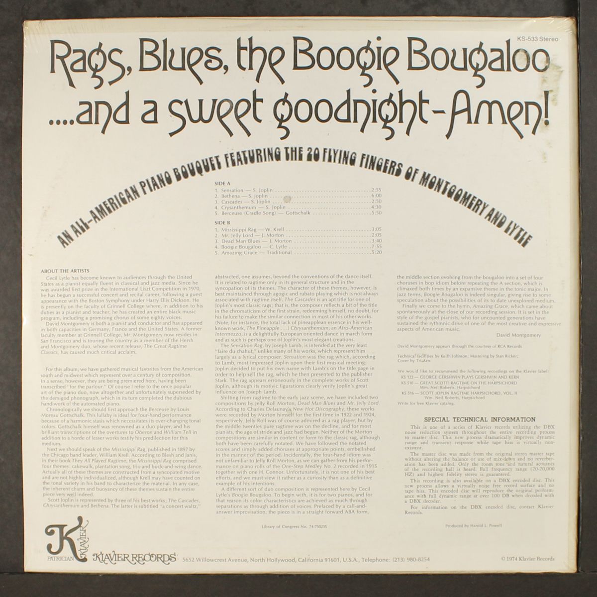 rags, blues, the boogie bougaloo ... and a sweet goodnight-amen! by MONTGOMERY & LYTLE
