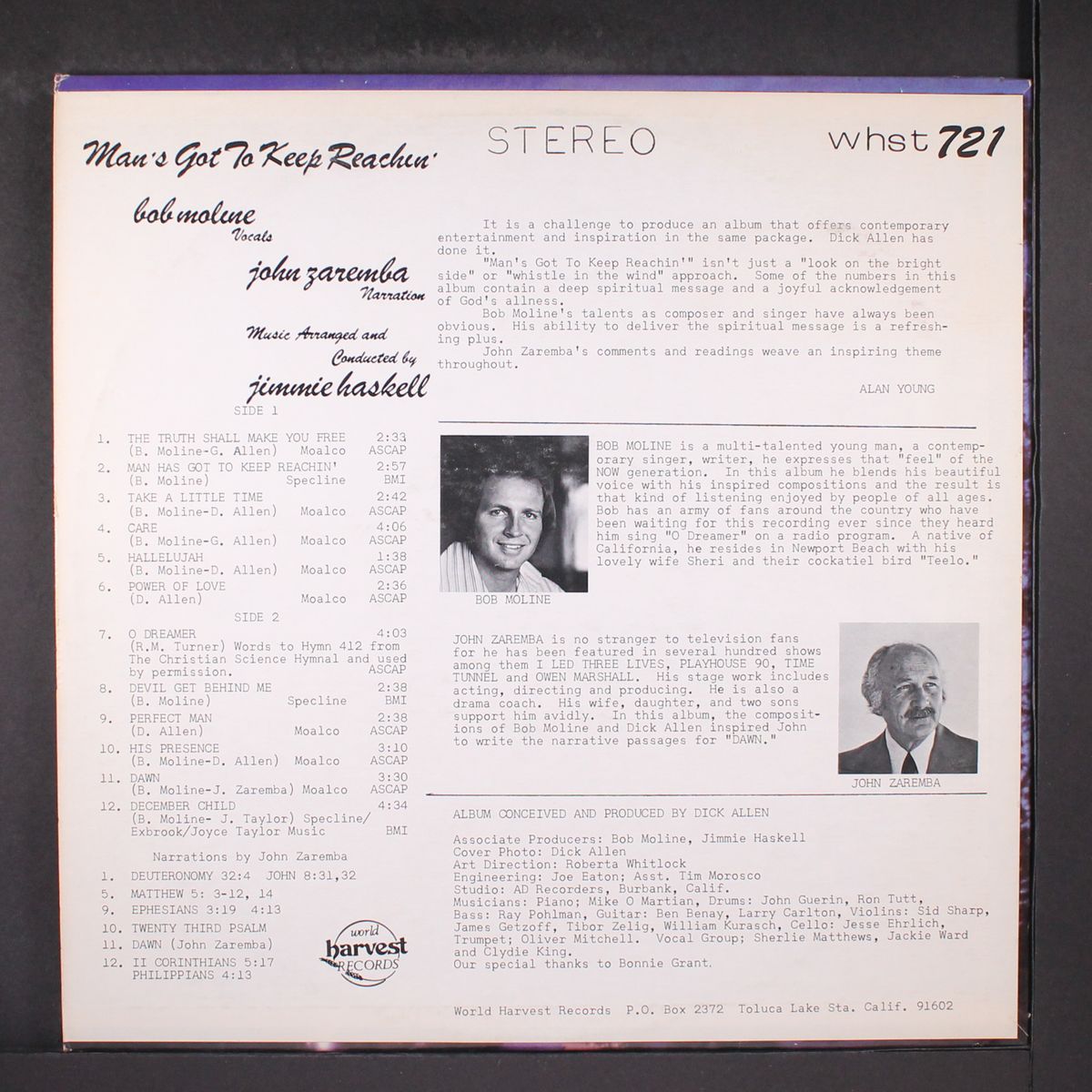 man's gotta keep reachin' by BOB MOLINE