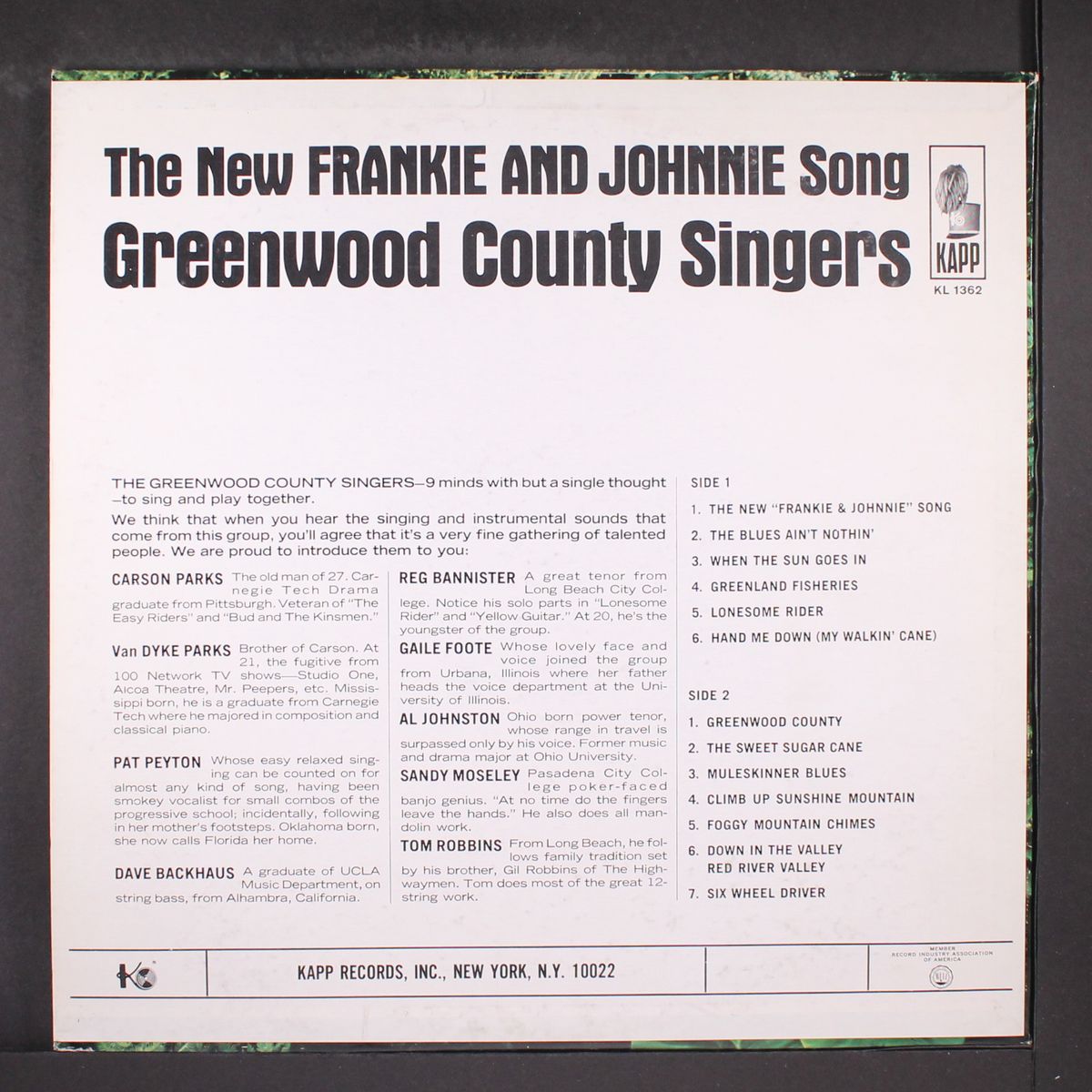 the new frankie and johnnie song by GREENWOOD COUNTY SINGERS