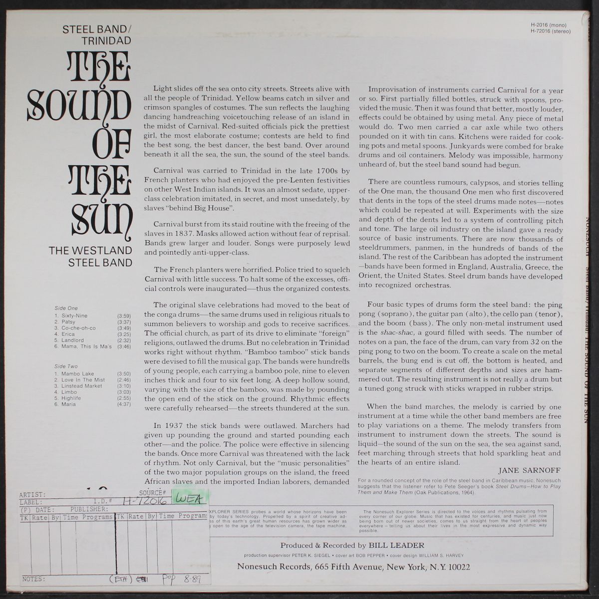 the sound of the sun by WESTLAND STEEL BAND