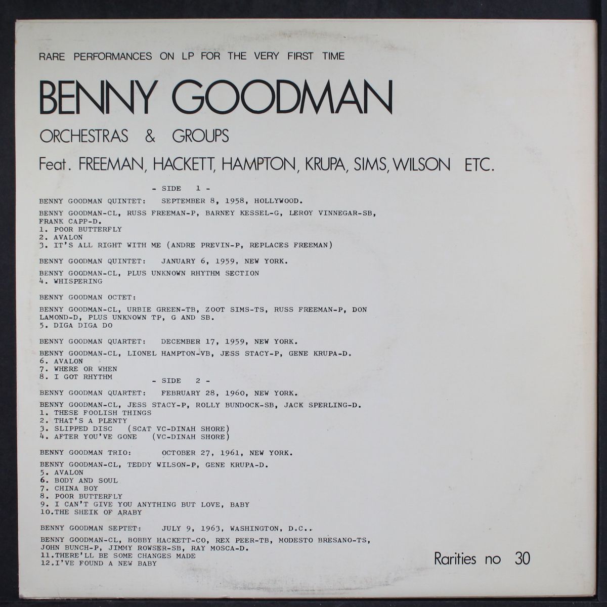 orchestras & groups by BENNY GOODMAN