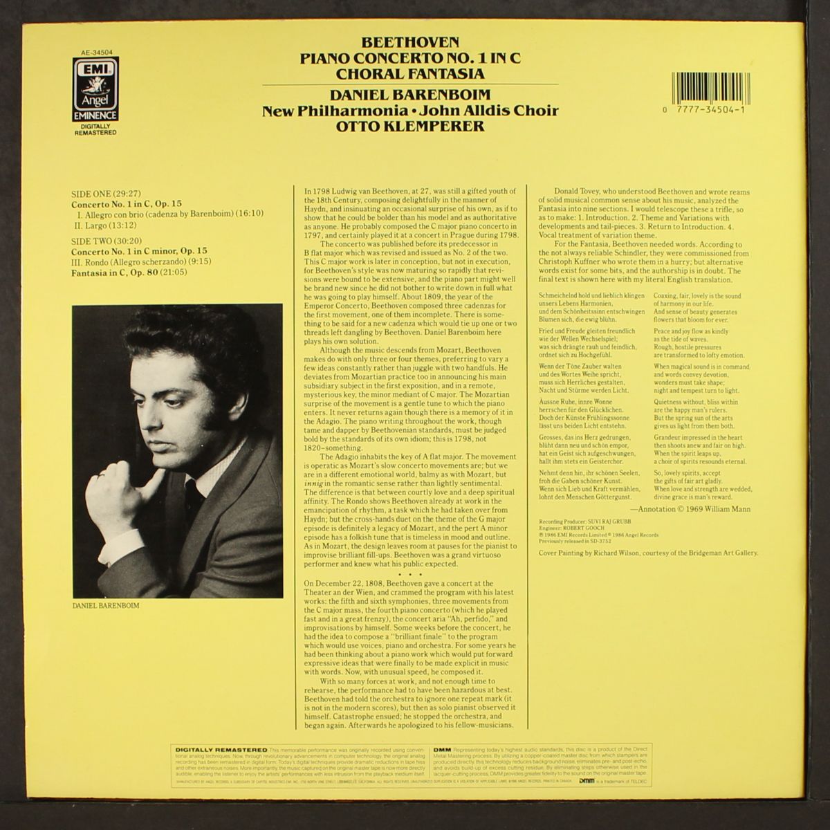 beethoven: piano concerto no. 1 in c by DANIEL BARENBOIM