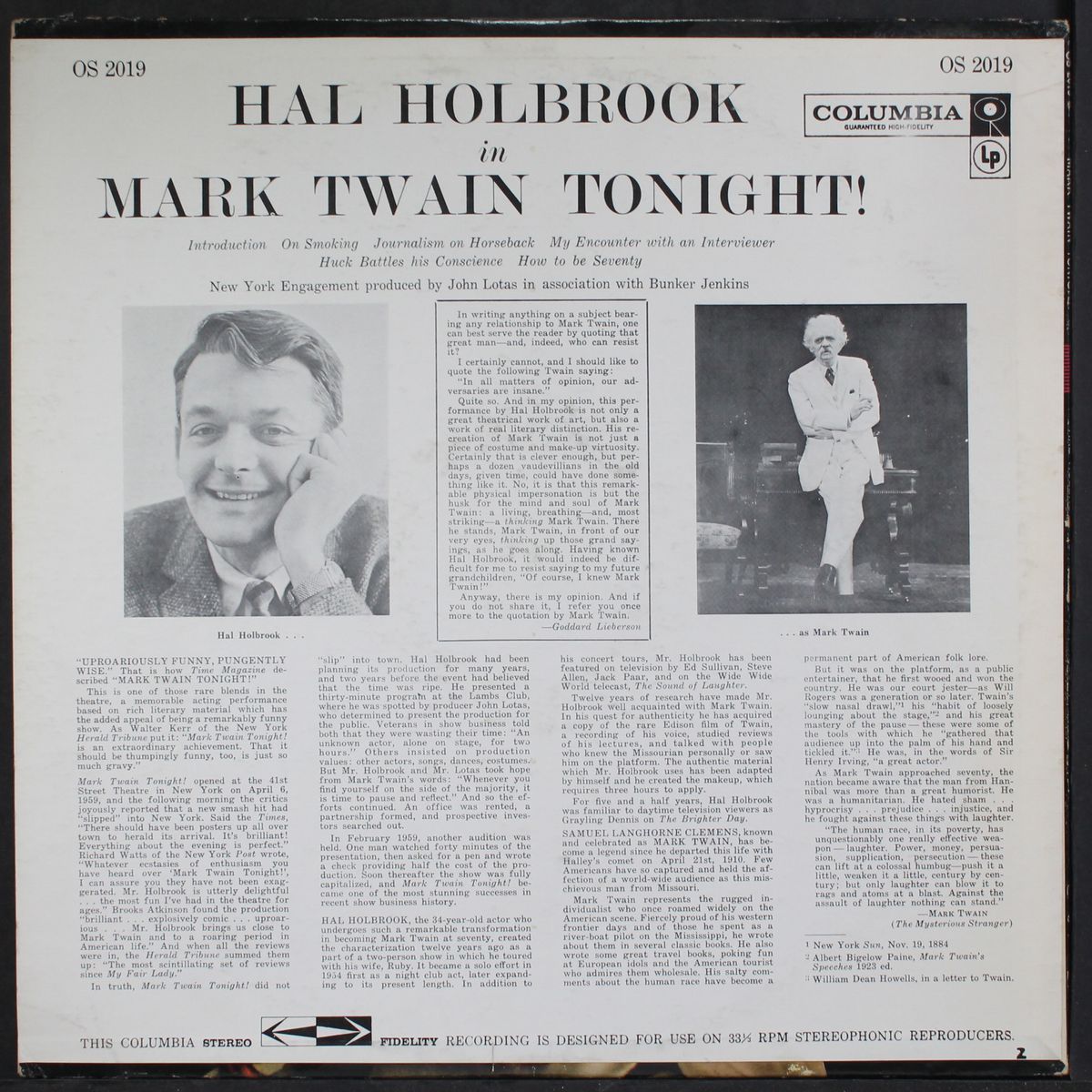 mark twain tonight! by HAL HOLBROOK